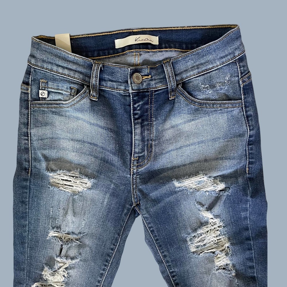 KanCan Estilo Mid Rise Distressed Cropped Ripped Jeans - Picture 2 of 11